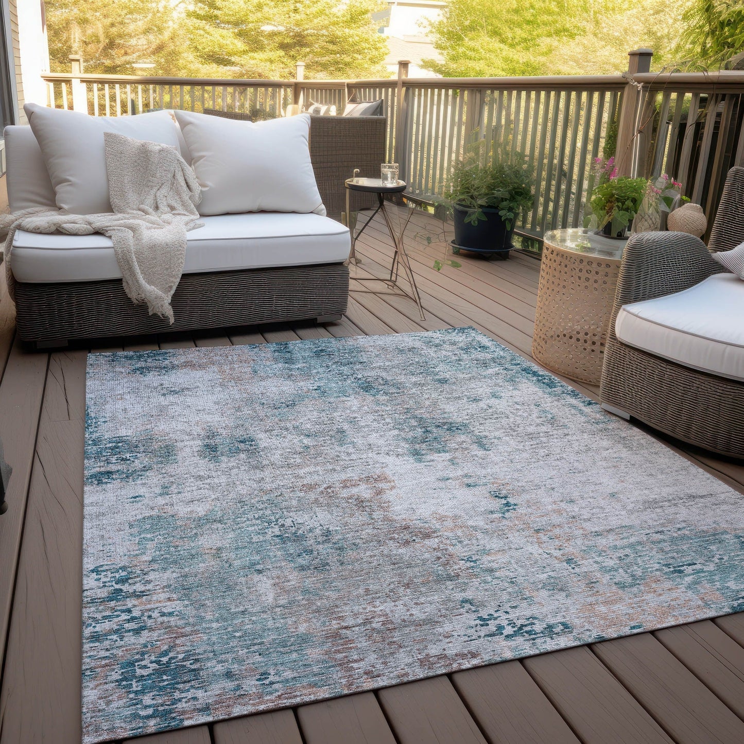 Tapis moderne abstrait Chantille lavable en machine pour intérieur/extérieur
