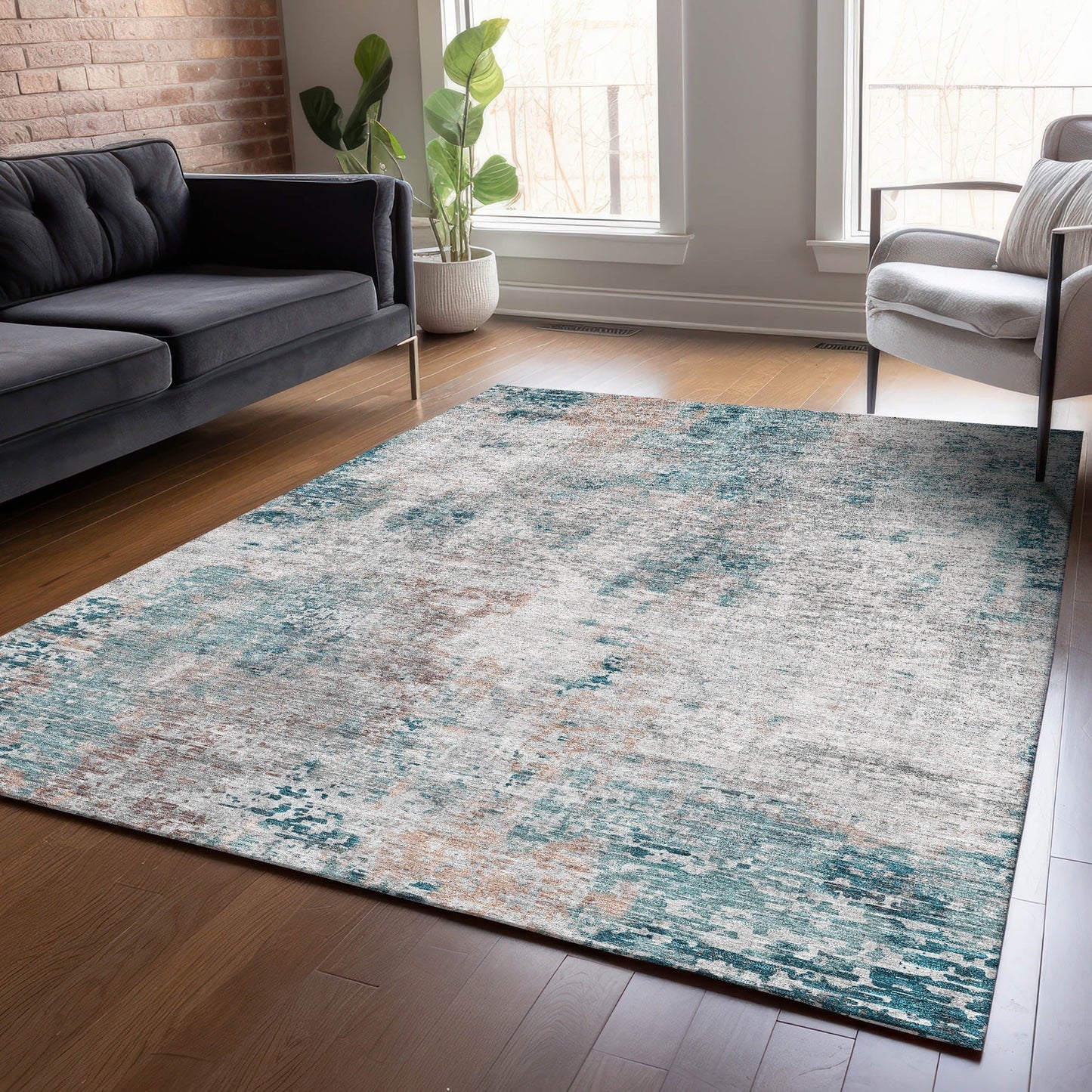 Tapis moderne abstrait Chantille lavable en machine pour intérieur/extérieur