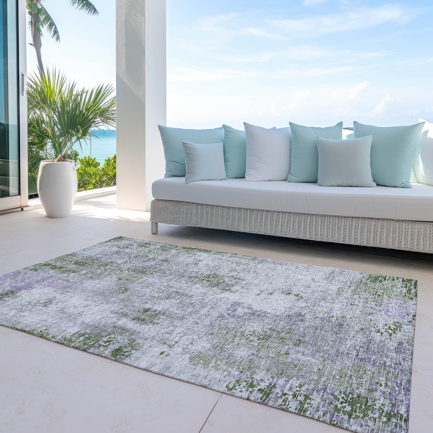 Tapis moderne abstrait Chantille lavable en machine pour intérieur/extérieur