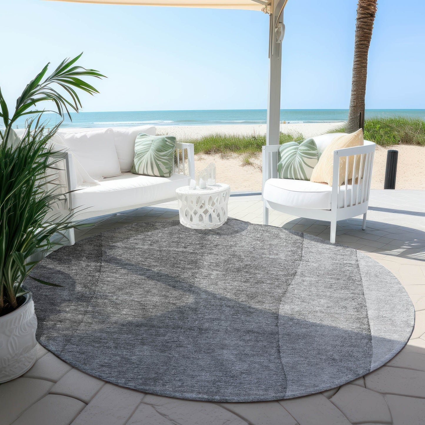 Tapis Chantille contemporain ombré lavable en machine pour intérieur/extérieur