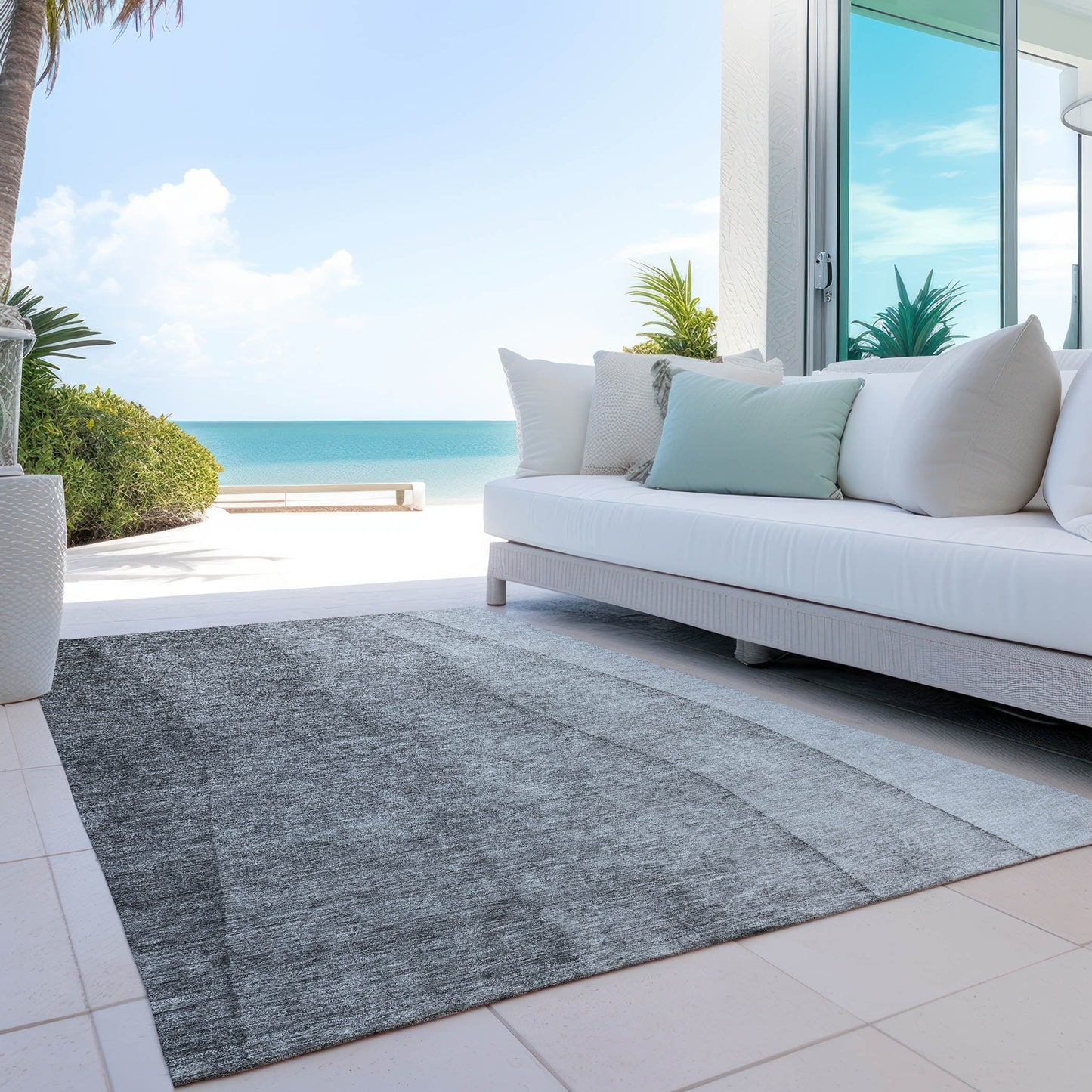 Tapis Chantille contemporain ombré lavable en machine pour intérieur/extérieur