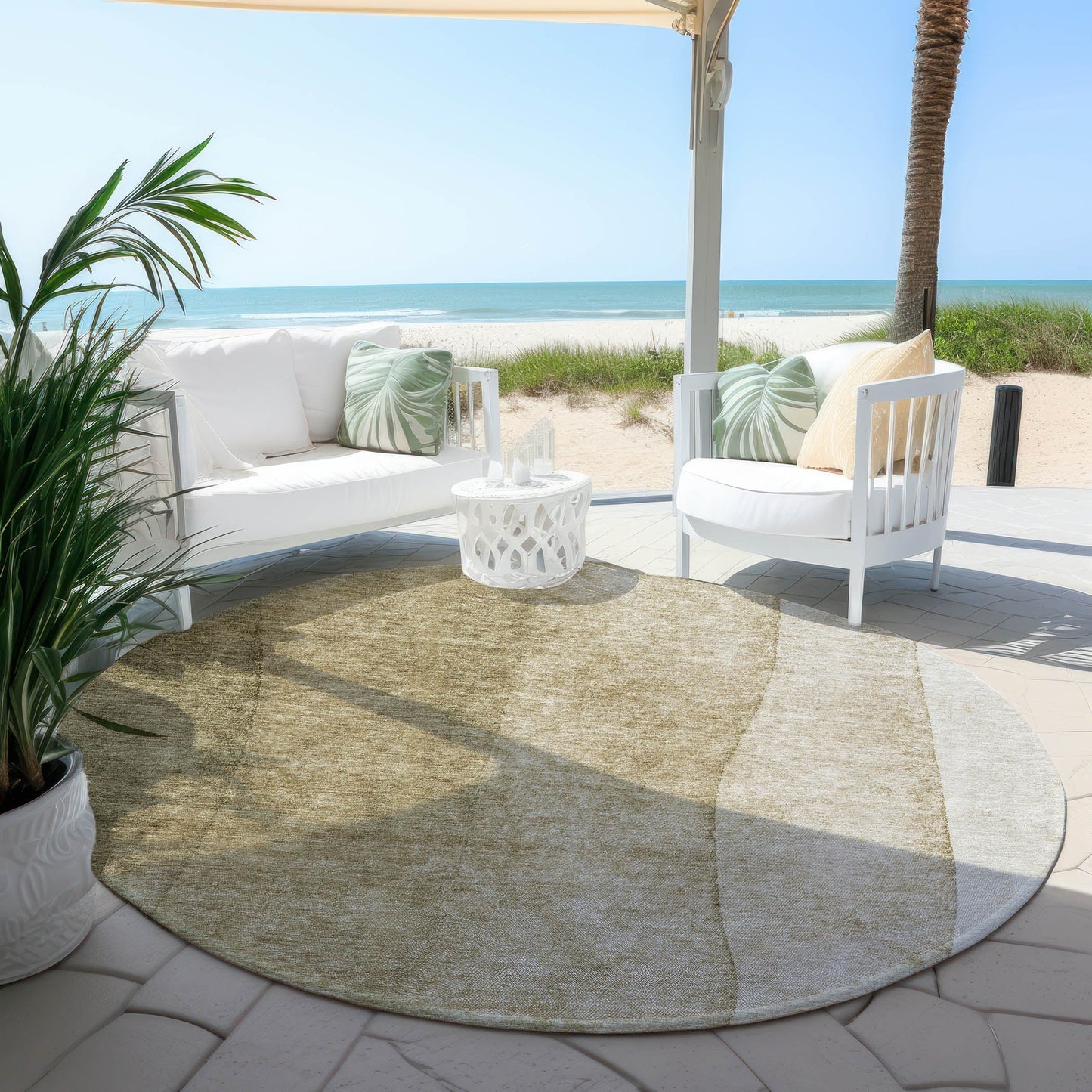 Tapis Chantille contemporain ombré lavable en machine pour intérieur/extérieur