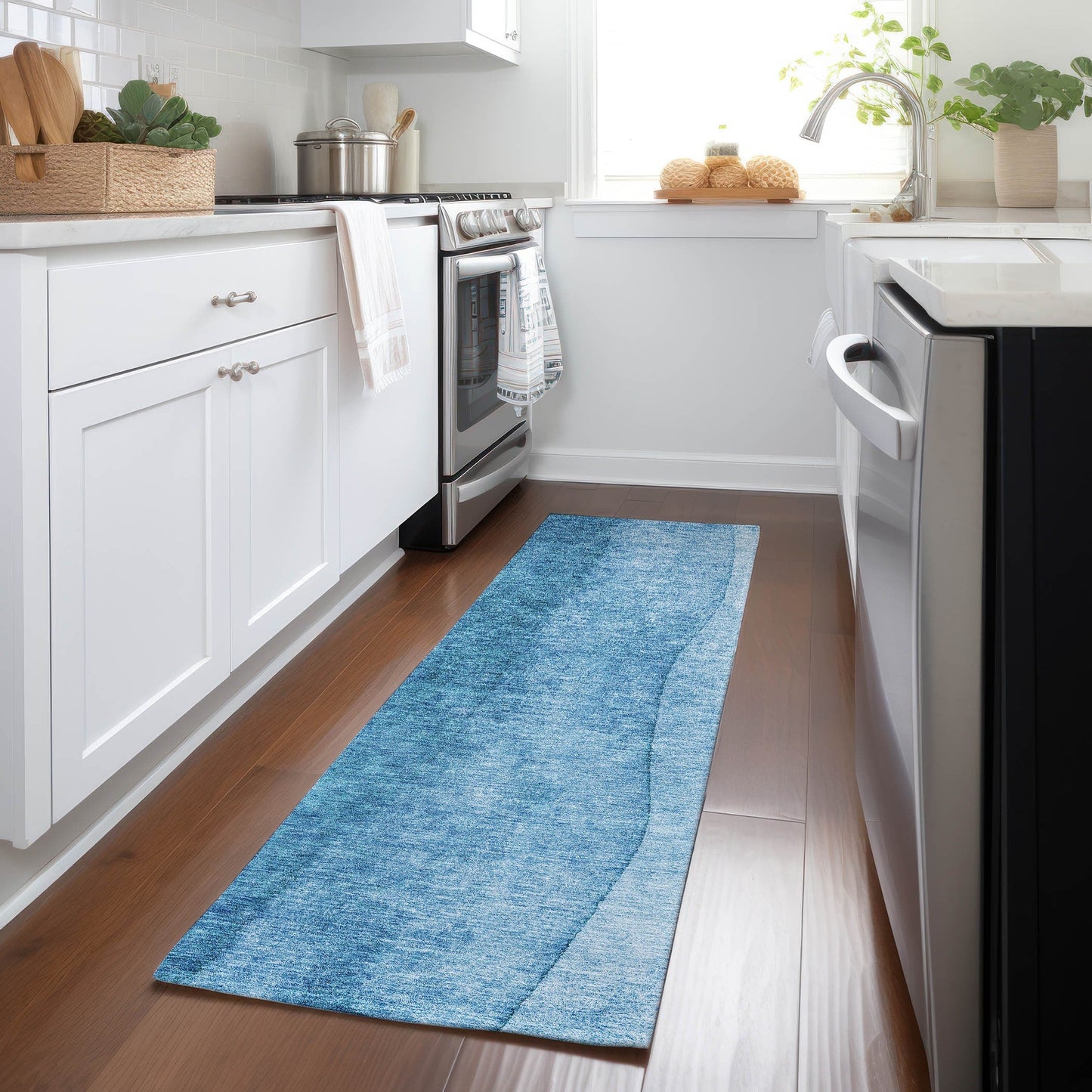 Tapis Chantille contemporain ombré lavable en machine pour intérieur/extérieur
