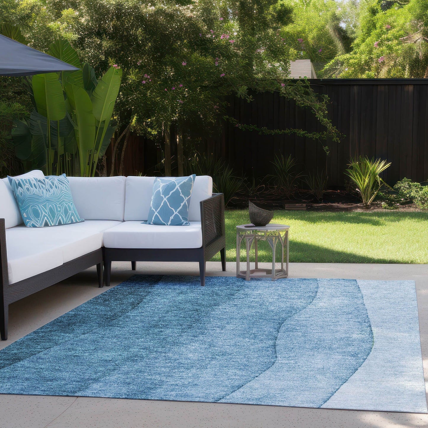 Tapis Chantille contemporain ombré lavable en machine pour intérieur/extérieur