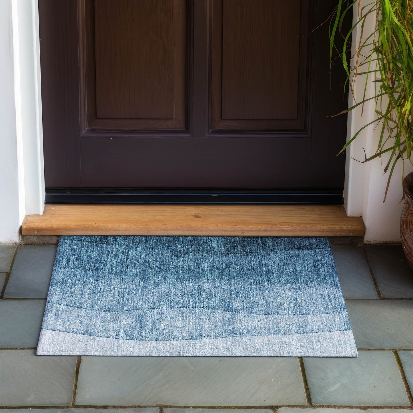 Tapis Chantille contemporain ombré lavable en machine pour intérieur/extérieur
