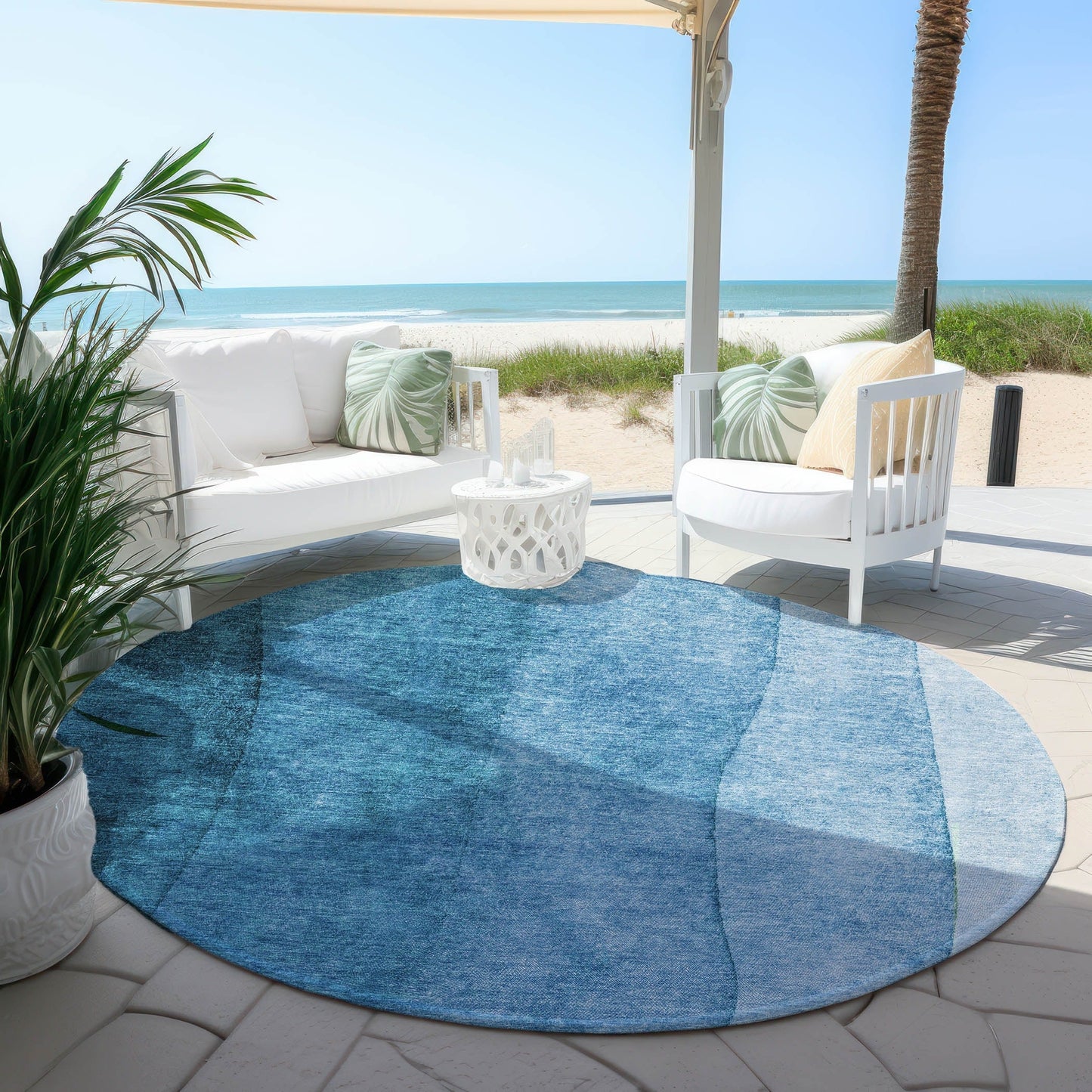 Tapis Chantille contemporain ombré lavable en machine pour intérieur/extérieur