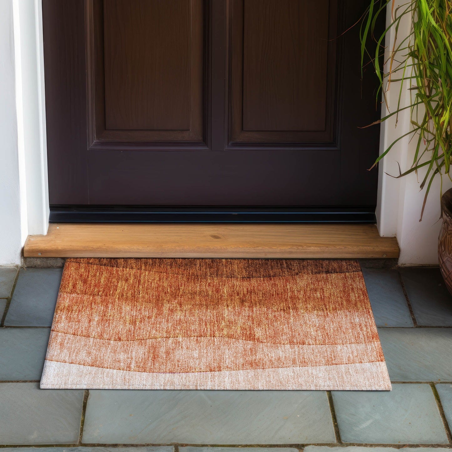 Tapis Chantille contemporain ombré lavable en machine pour intérieur/extérieur