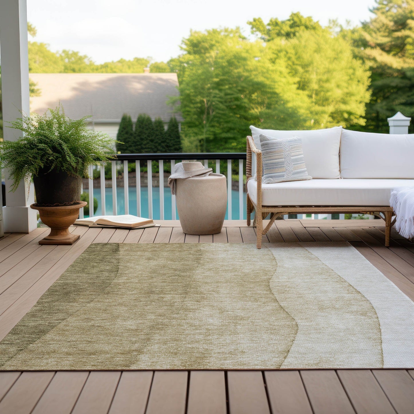 Tapis Chantille contemporain ombré lavable en machine pour intérieur/extérieur