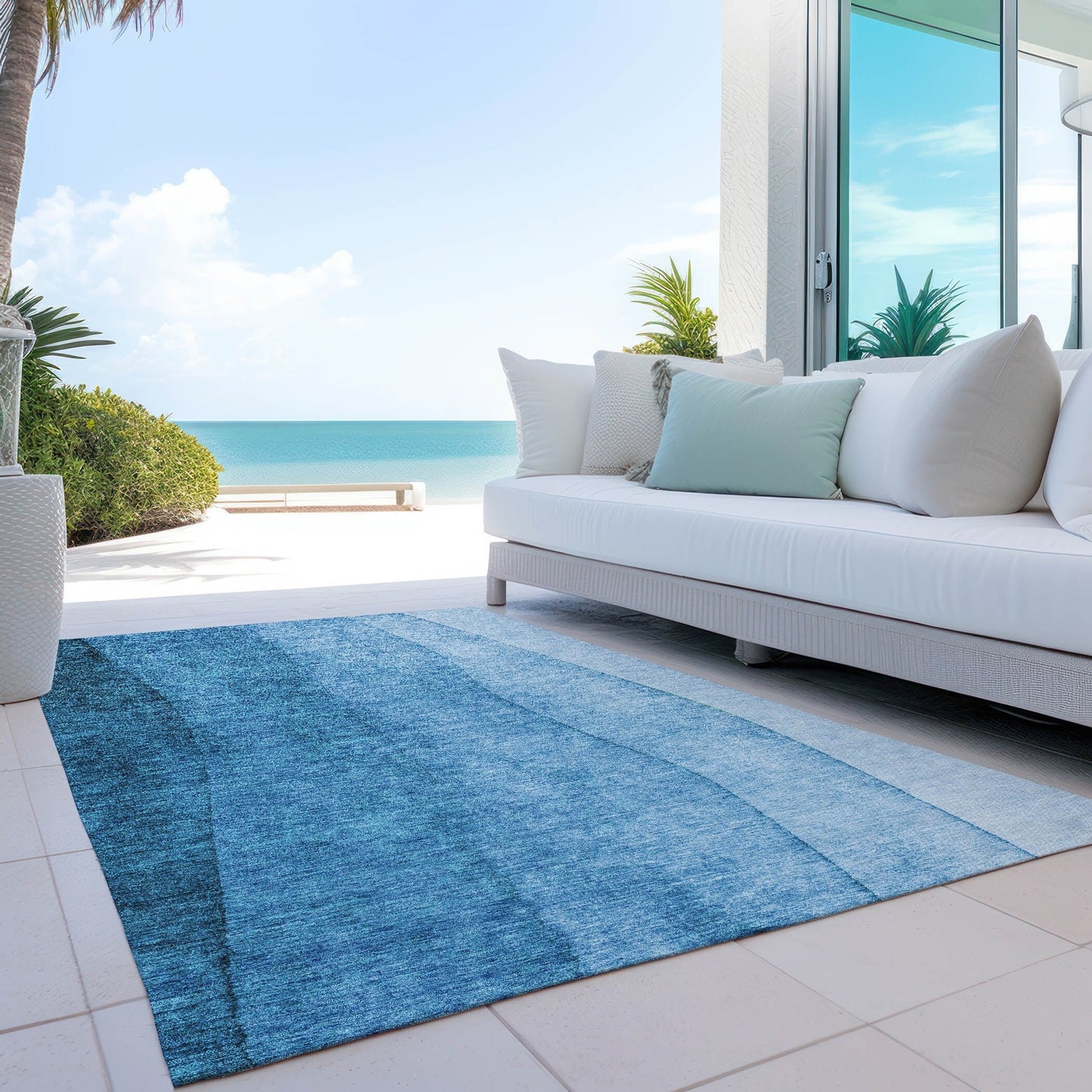 Tapis Chantille contemporain ombré lavable en machine pour intérieur/extérieur