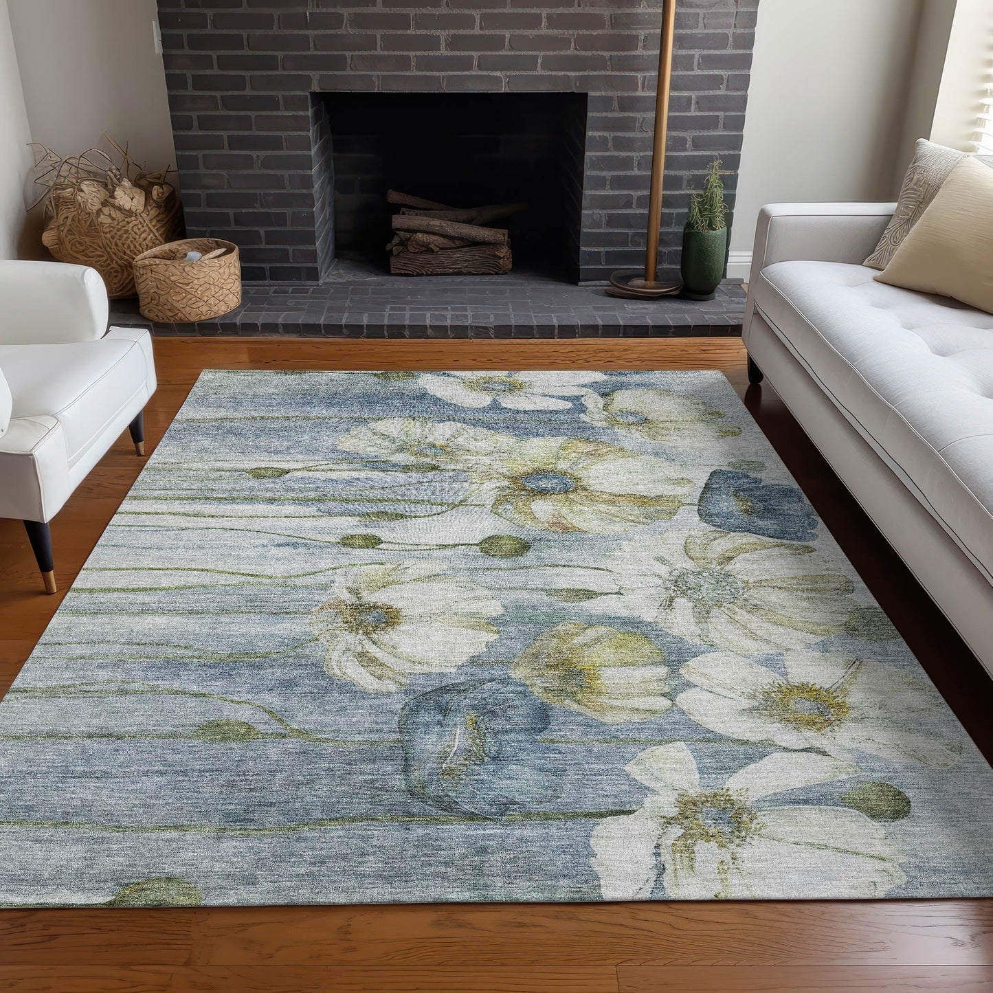Tapis floral moderne Chantille lavable en machine pour intérieur/extérieur
