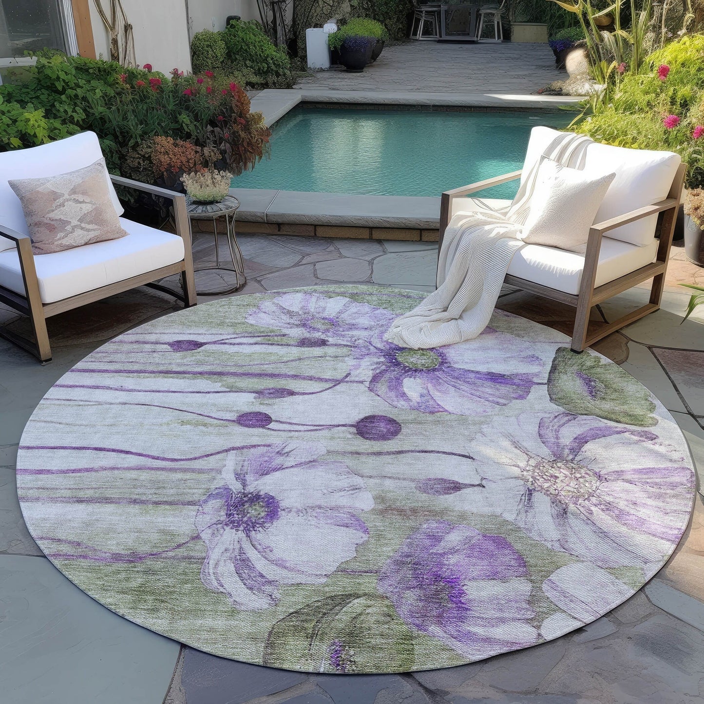 Tapis floral moderne Chantille lavable en machine pour intérieur/extérieur