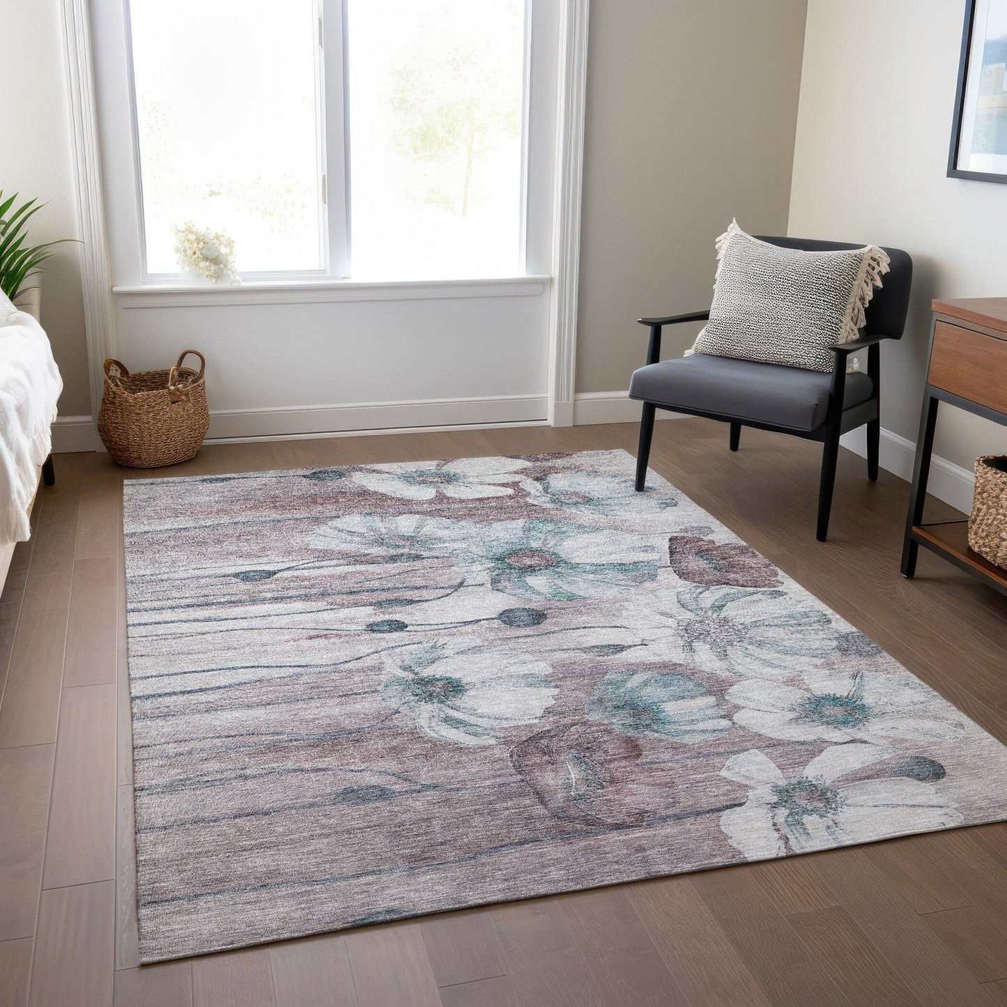 Tapis floral moderne Chantille lavable en machine pour intérieur/extérieur