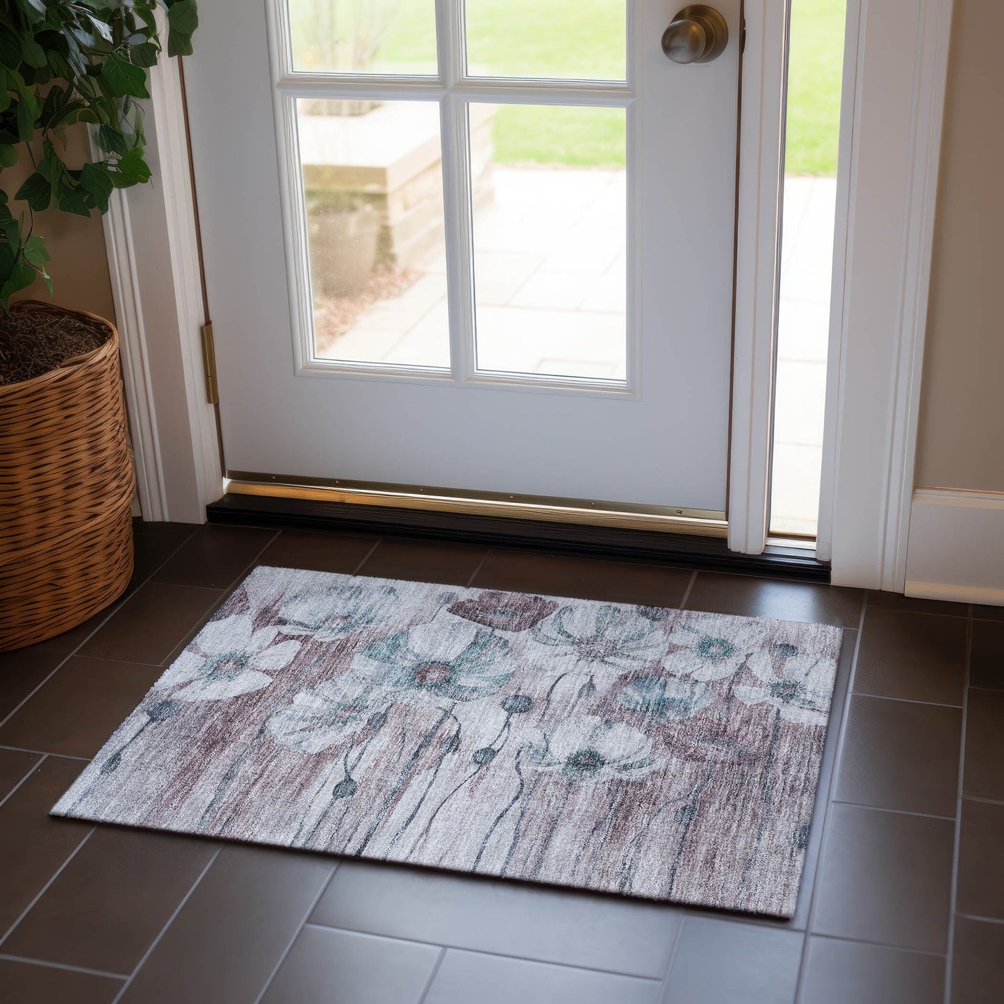 Tapis floral moderne Chantille lavable en machine pour intérieur/extérieur