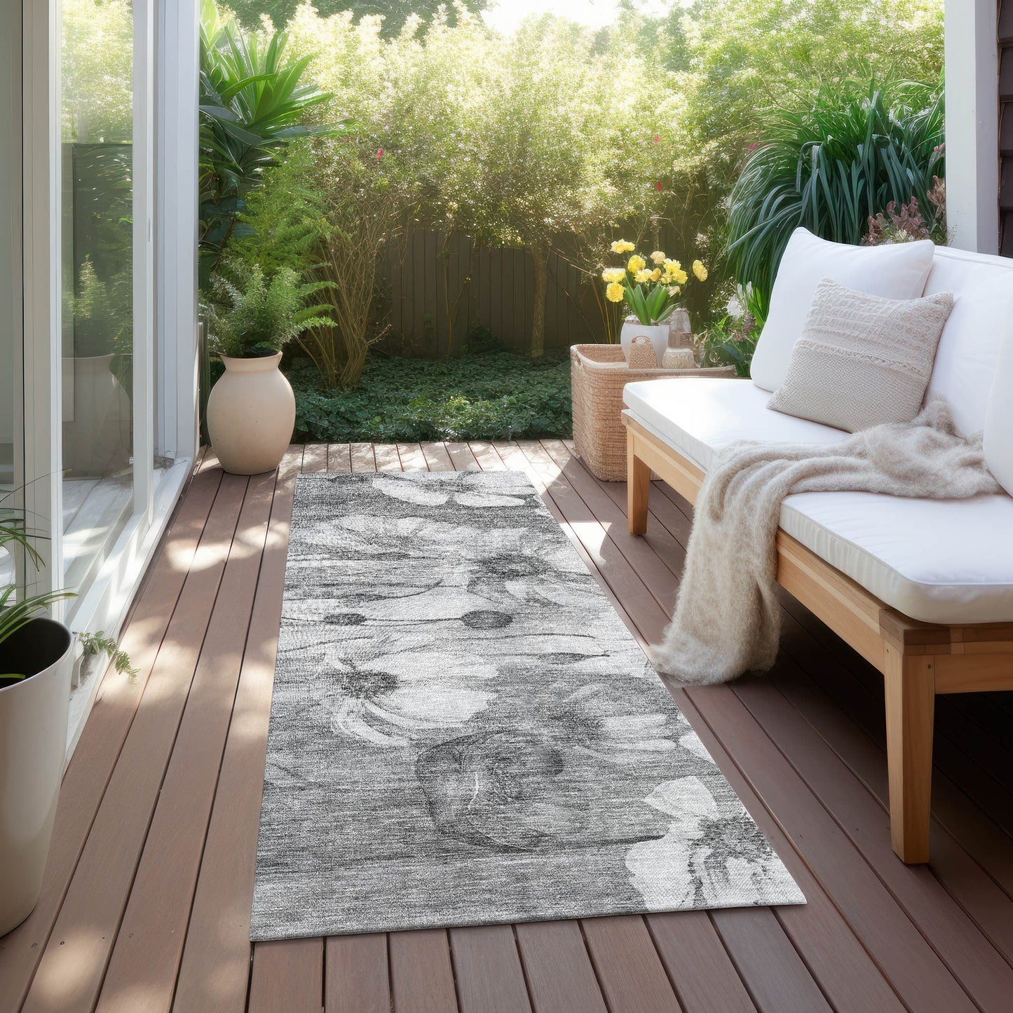 Tapis floral moderne Chantille lavable en machine pour intérieur/extérieur
