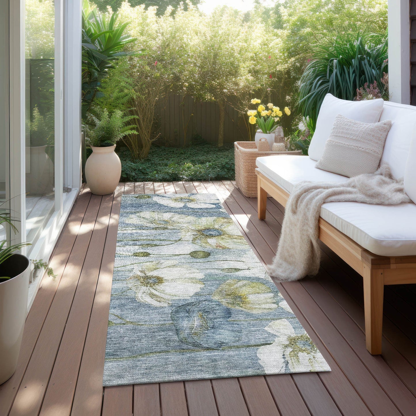 Tapis floral moderne Chantille lavable en machine pour intérieur/extérieur