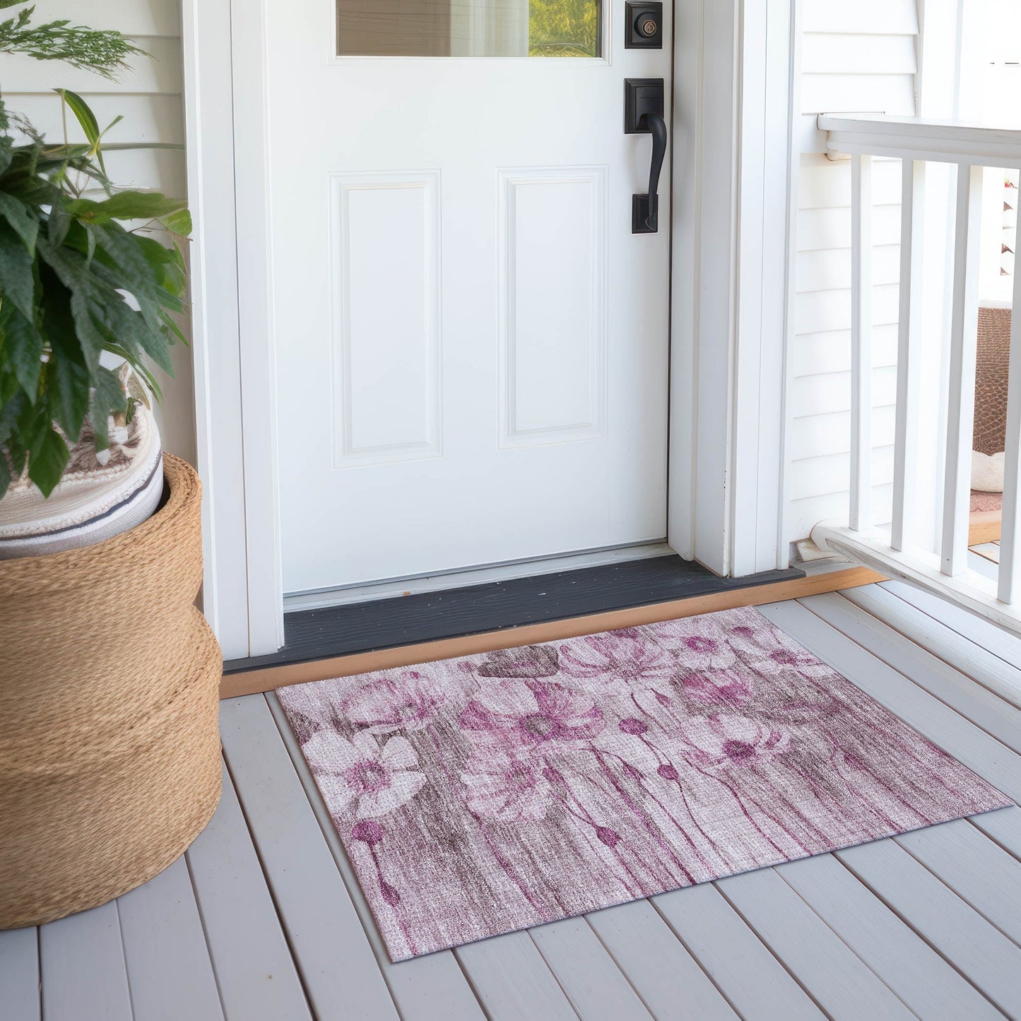 Tapis floral moderne Chantille lavable en machine pour intérieur/extérieur