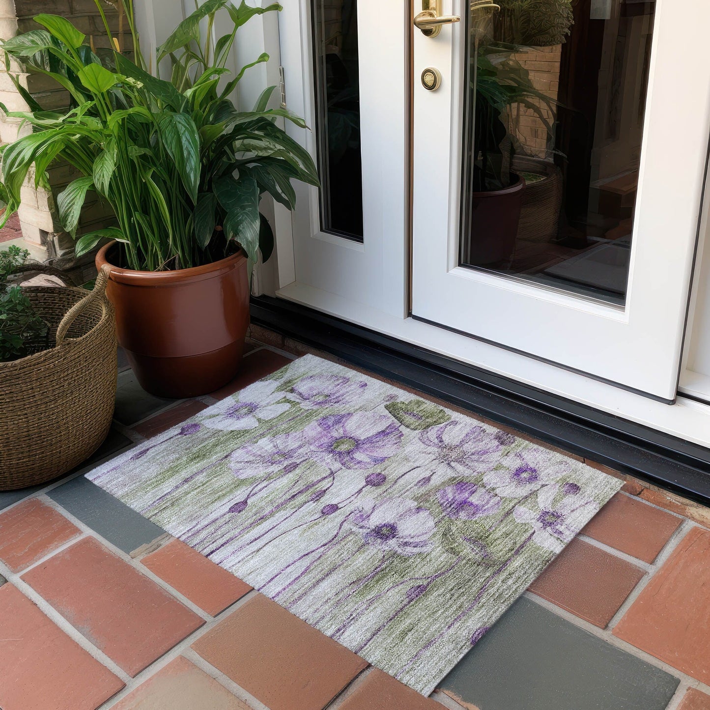 Tapis floral moderne Chantille lavable en machine pour intérieur/extérieur