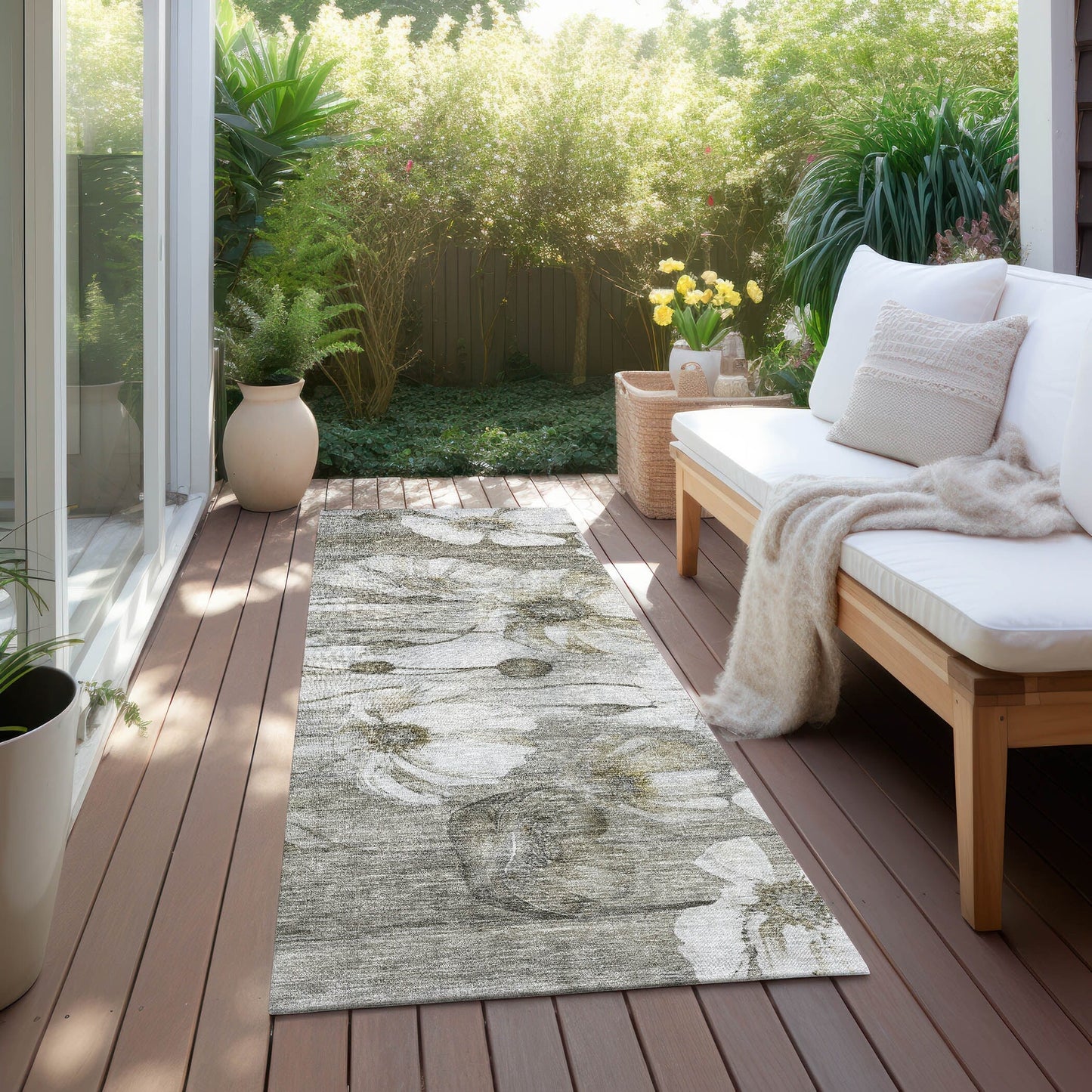 Tapis floral moderne Chantille lavable en machine pour intérieur/extérieur