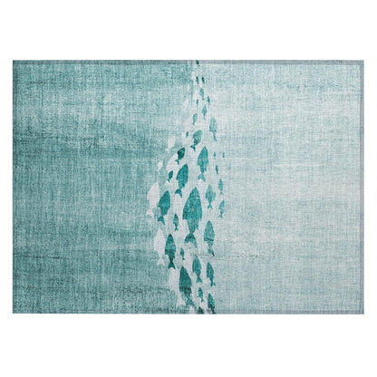 Tapis Chantille moderne Sea Life lavable en machine pour intérieur/extérieur