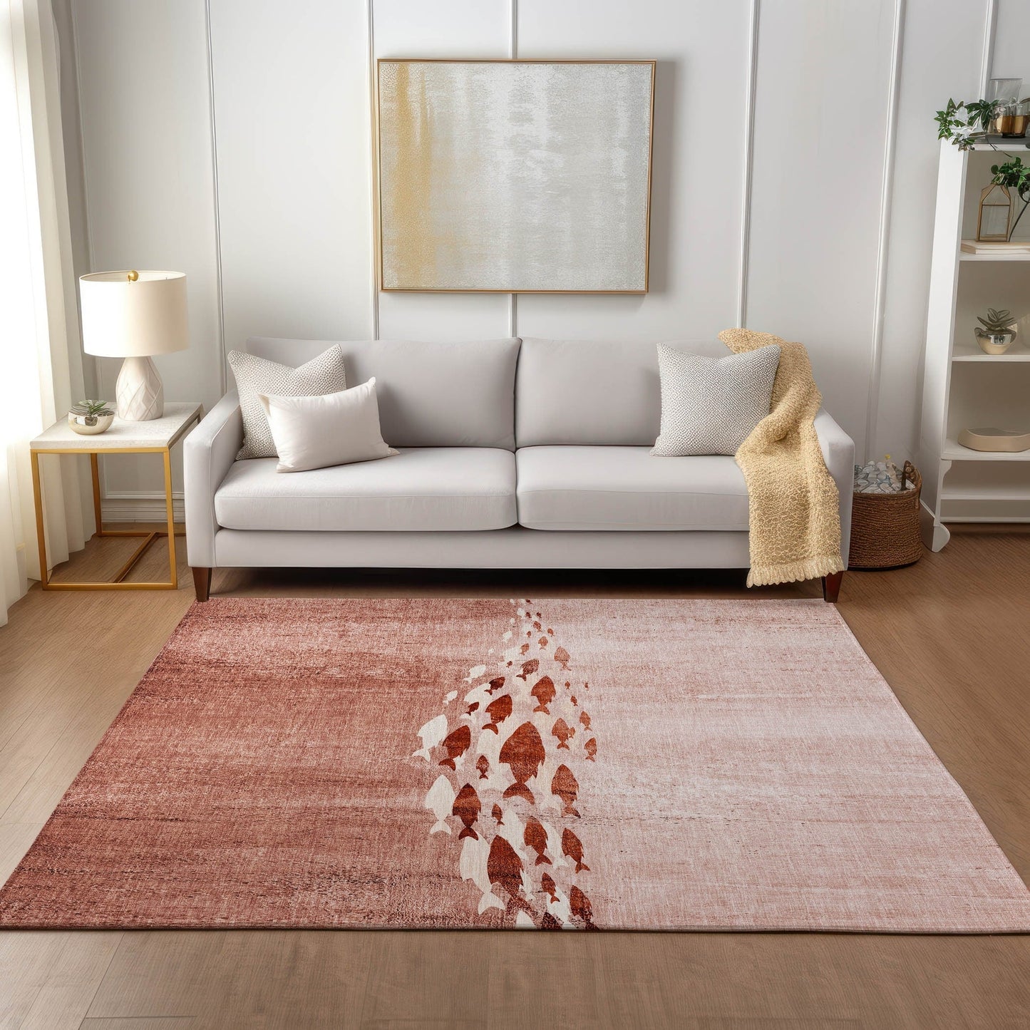 Tapis Chantille moderne Sea Life lavable en machine pour intérieur/extérieur