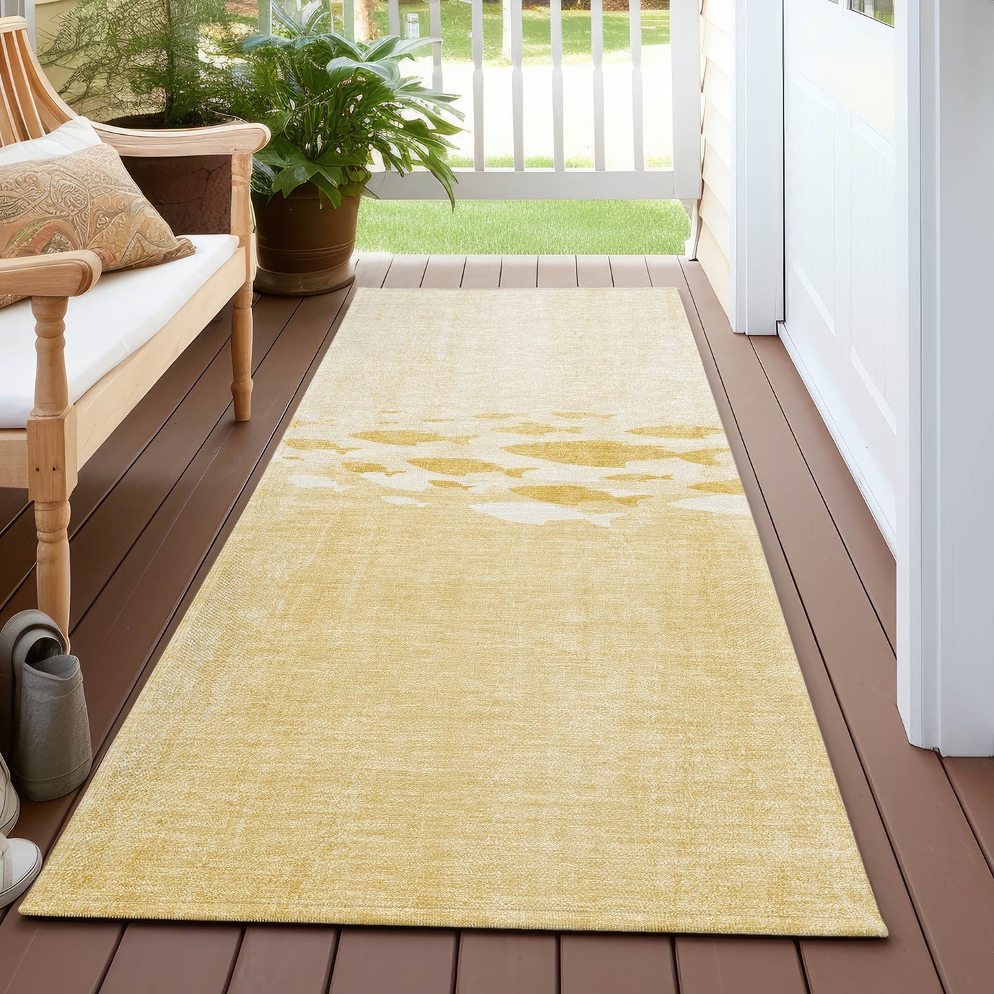 Tapis Chantille moderne Sea Life lavable en machine pour intérieur/extérieur