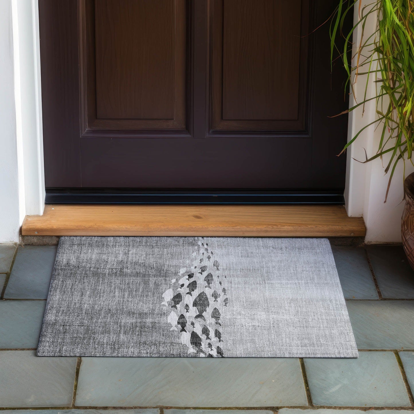 Tapis Chantille moderne Sea Life lavable en machine pour intérieur/extérieur