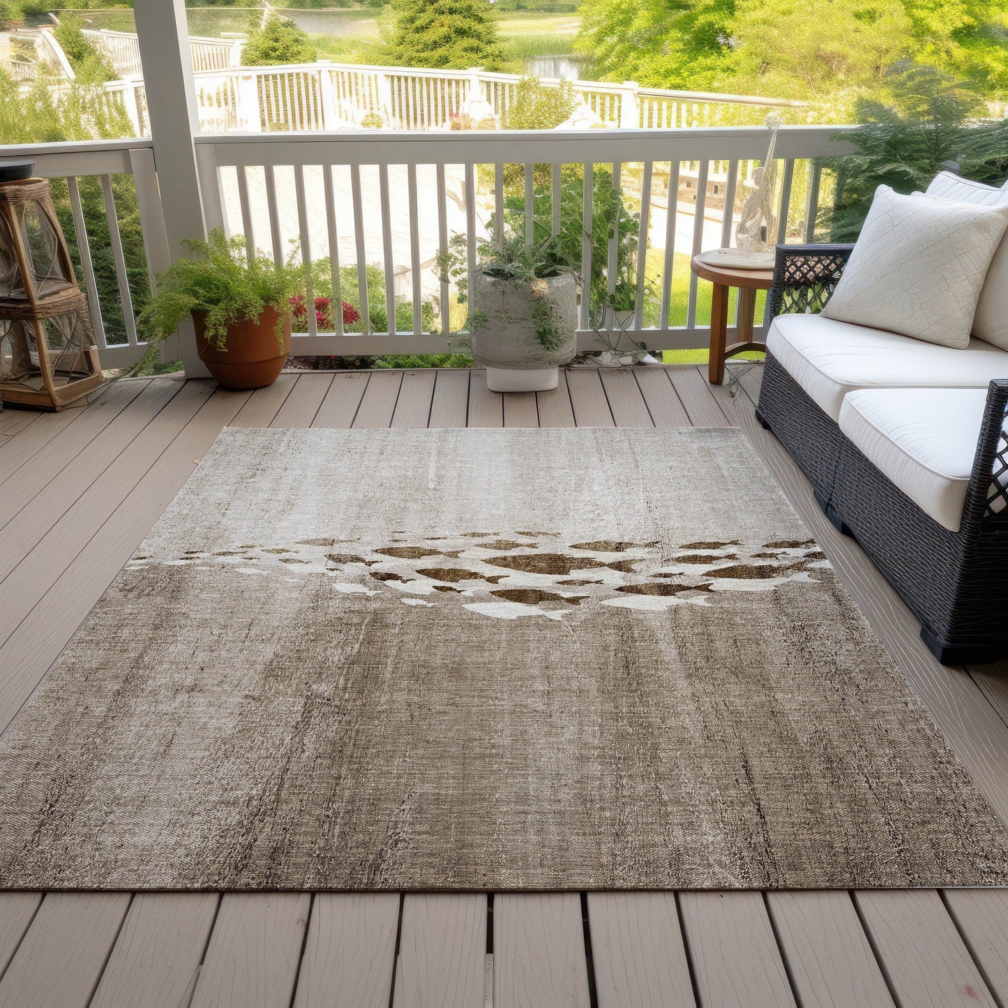 Tapis Chantille moderne Sea Life lavable en machine pour intérieur/extérieur