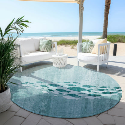 Tapis Chantille moderne Sea Life lavable en machine pour intérieur/extérieur