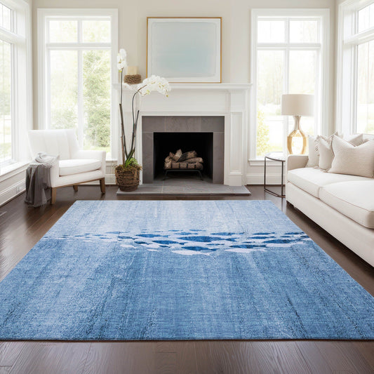 Tapis Chantille moderne Sea Life lavable en machine pour intérieur/extérieur