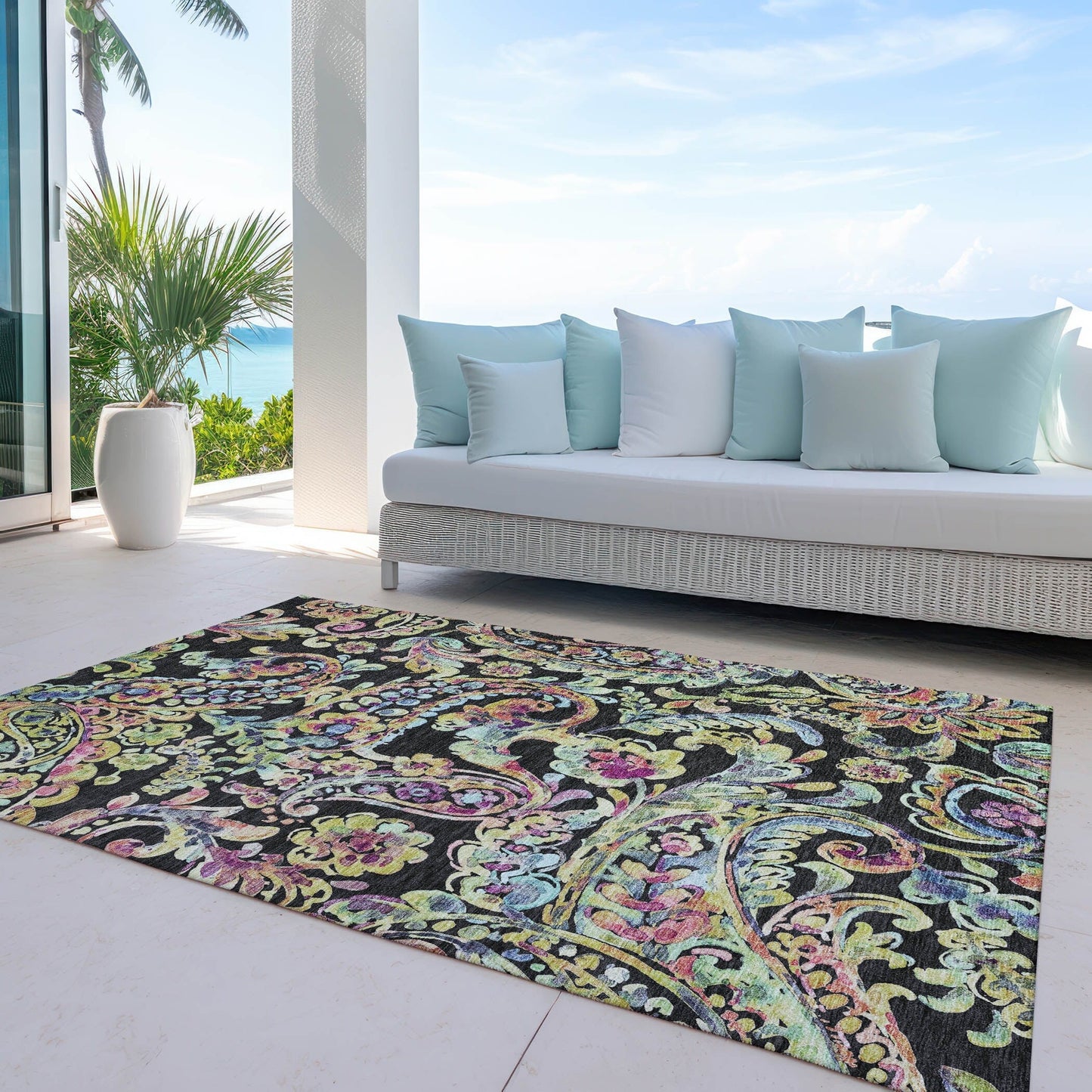 Tapis traditionnel Chantille lavable en machine pour intérieur/extérieur