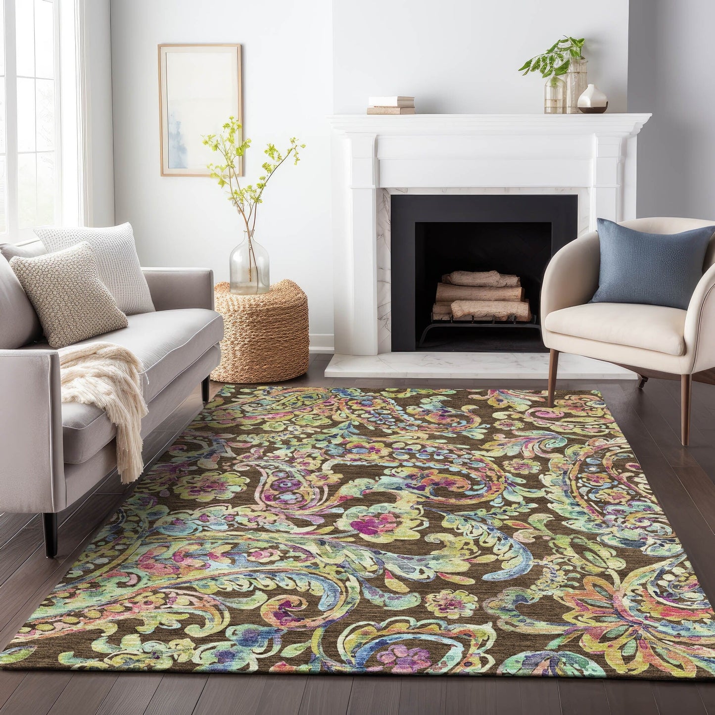 Tapis traditionnel Chantille lavable en machine pour intérieur/extérieur