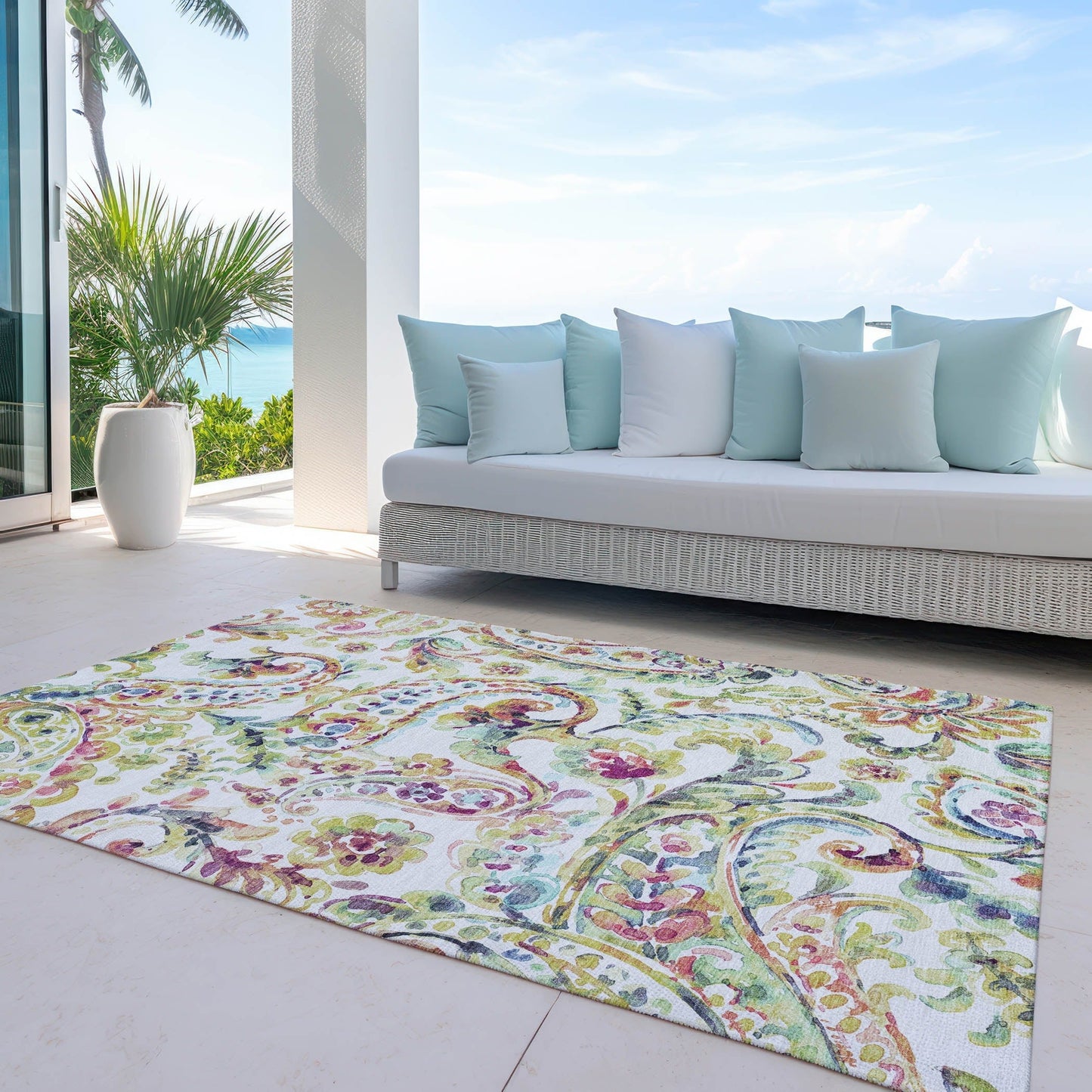 Tapis traditionnel Chantille lavable en machine pour intérieur/extérieur