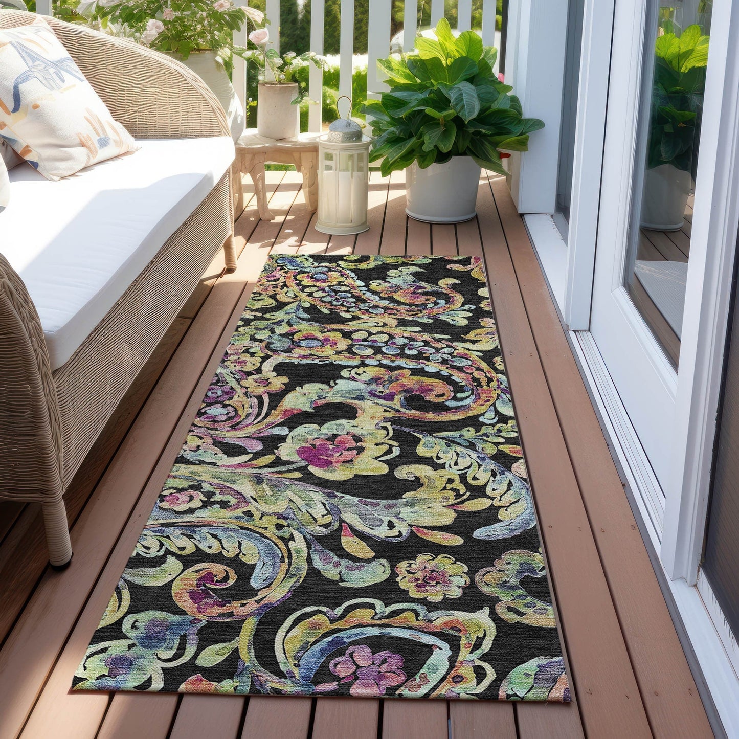Tapis traditionnel Chantille lavable en machine pour intérieur/extérieur