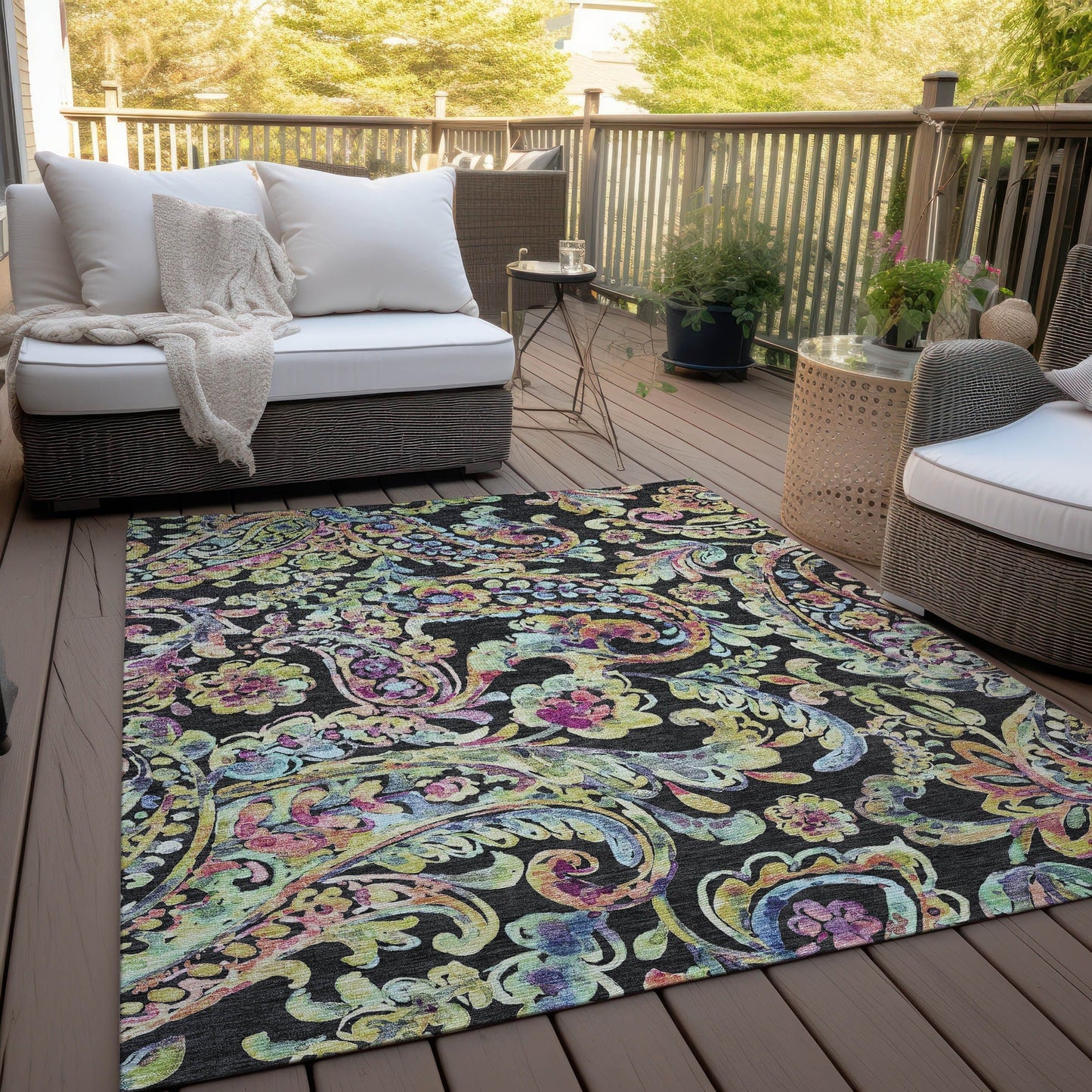Tapis traditionnel Chantille lavable en machine pour intérieur/extérieur