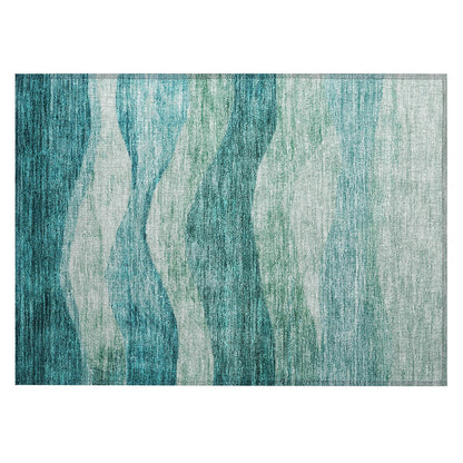 Tapis Chantille contemporain à vagues lavable en machine pour intérieur/extérieur