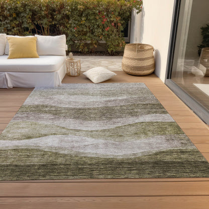 Tapis Chantille contemporain à vagues lavable en machine pour intérieur/extérieur