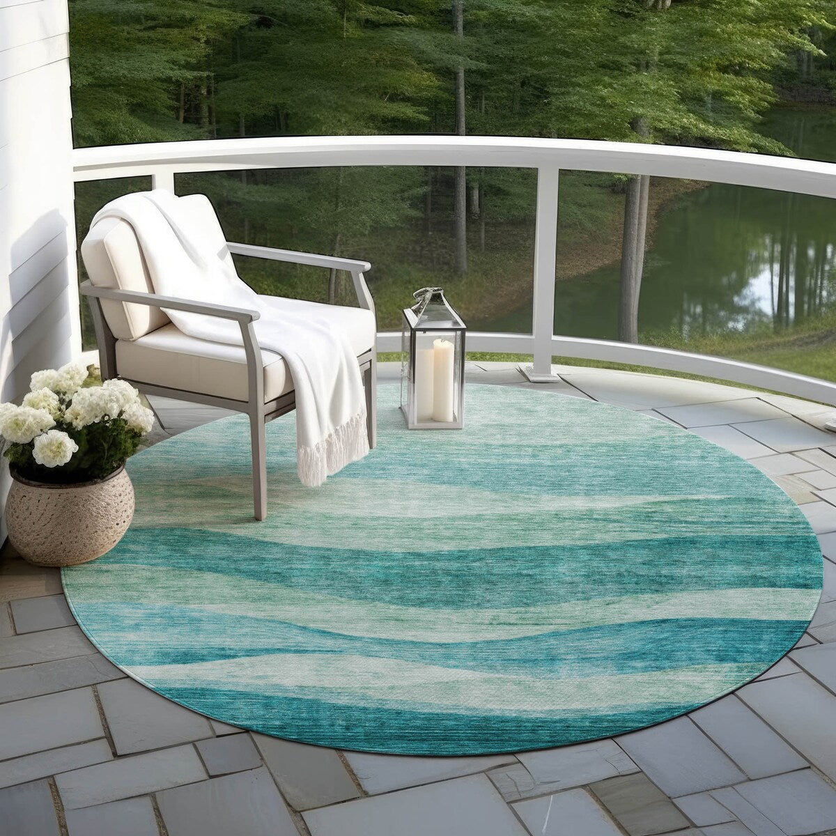 Tapis Chantille contemporain à vagues lavable en machine pour intérieur/extérieur