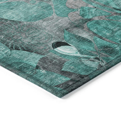 Tapis Chantille floral moderne lavable en machine pour intérieur/extérieur