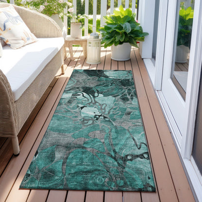 Tapis Chantille floral moderne lavable en machine pour intérieur/extérieur
