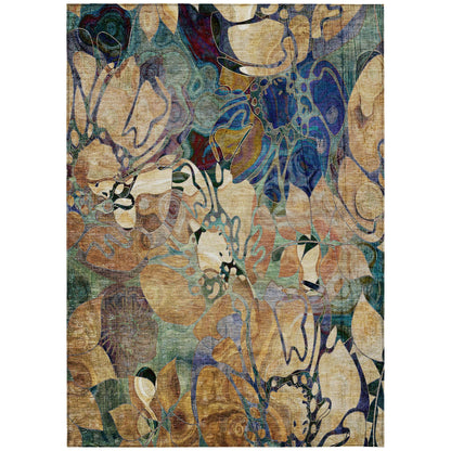 Tapis Chantille floral moderne lavable en machine pour intérieur/extérieur