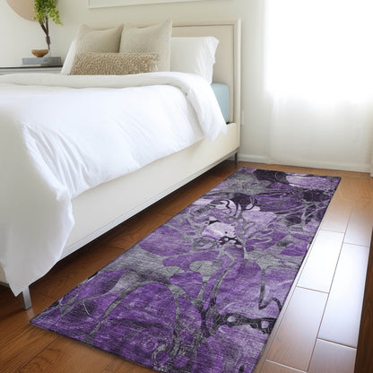 Tapis Chantille floral moderne lavable en machine pour intérieur/extérieur