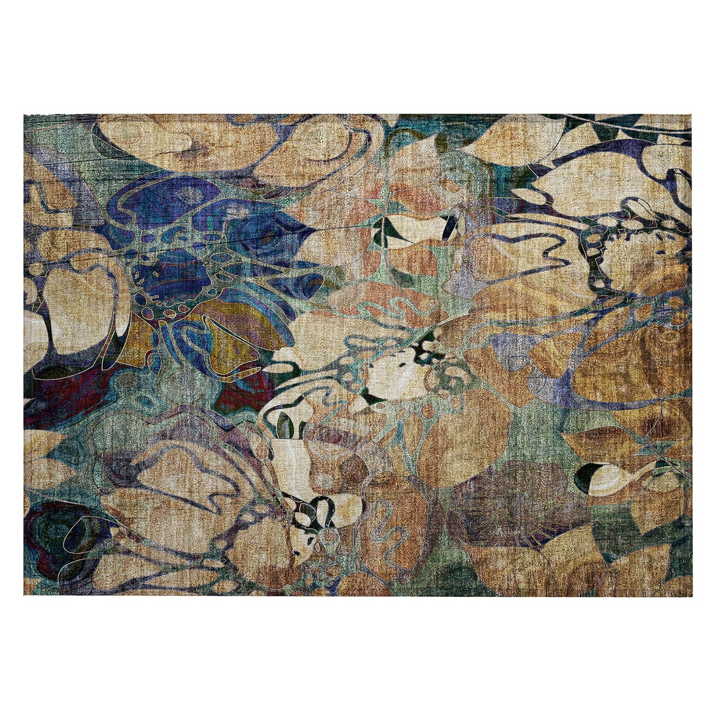 Tapis Chantille floral moderne lavable en machine pour intérieur/extérieur