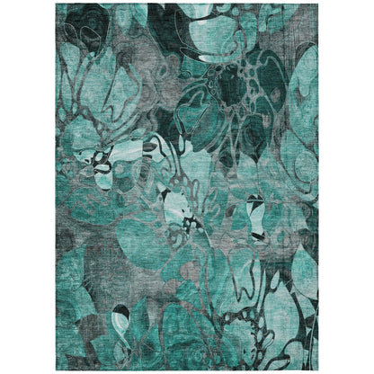 Tapis Chantille floral moderne lavable en machine pour intérieur/extérieur
