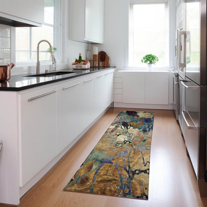 Tapis Chantille floral moderne lavable en machine pour intérieur/extérieur