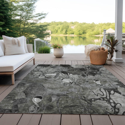 Tapis Chantille floral moderne lavable en machine pour intérieur/extérieur