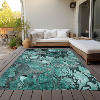 Tapis Chantille floral moderne lavable en machine pour intérieur/extérieur