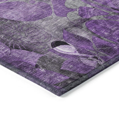 Tapis Chantille floral moderne lavable en machine pour intérieur/extérieur