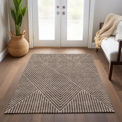 Tapis moderne Geo Chantille lavable en machine pour intérieur/extérieur