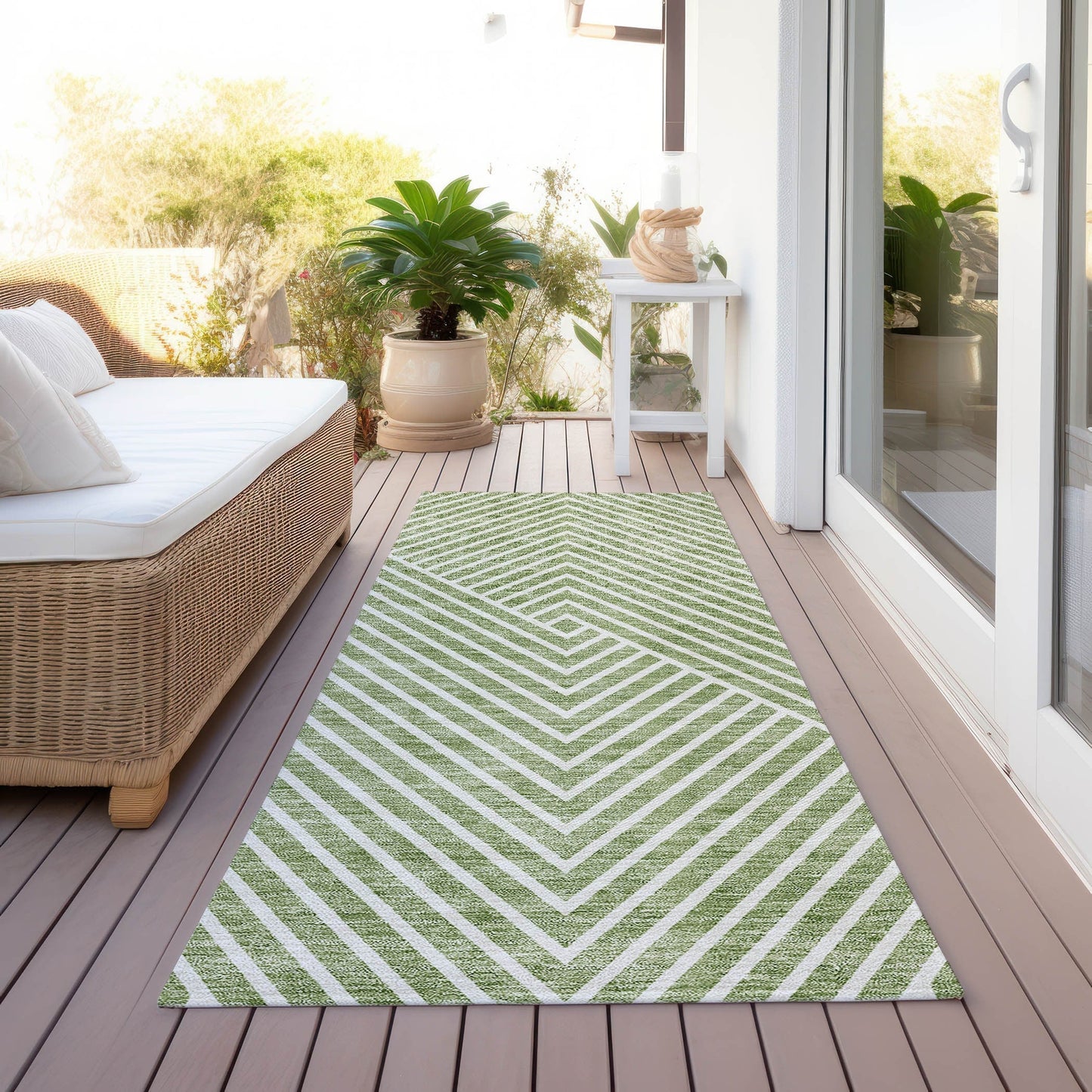 Tapis moderne Geo Chantille lavable en machine pour intérieur/extérieur
