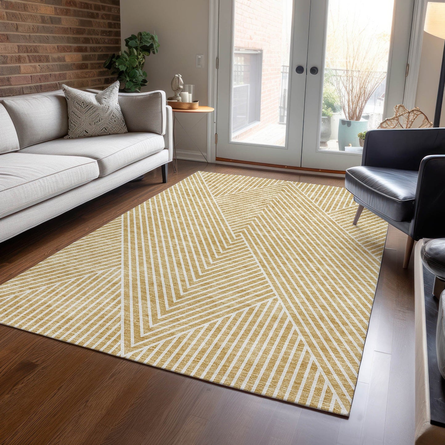 Tapis moderne Geo Chantille lavable en machine pour intérieur/extérieur